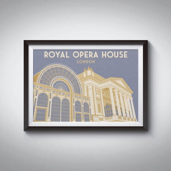 Royal Opera House Poster London Art Deco Print Architecture Artwork Wall Decor Building Covent Garden Historic Ballet Opera Gift