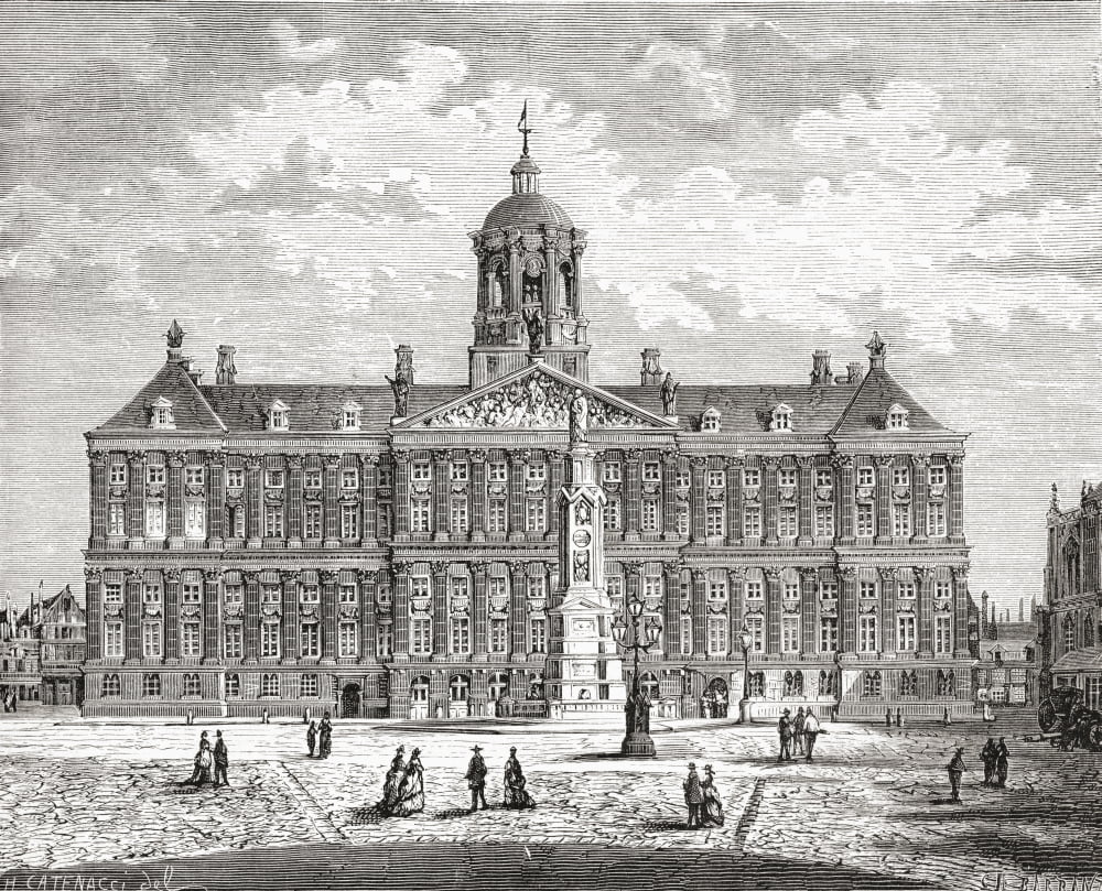 The Royal Palace Dam Square Amsterdam The Netherlands In The 19Th Century From Pictures From Holland By Richard Lovett Published 1887 Canvas Art - Ken Welsh Design Pics (16 x 13)