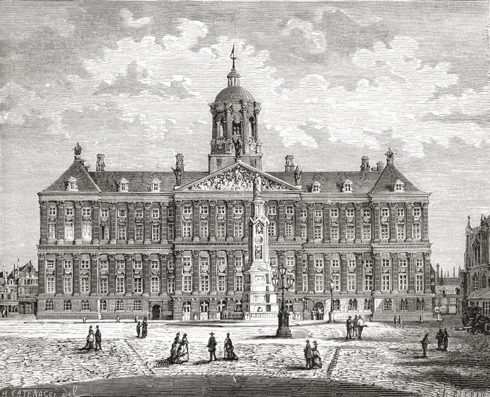 The Royal Palace Dam Square Amsterdam The Netherlands In The 19Th Century From Pictures From Holland By Richard Lovett Published 1887 Canvas Art - Ken Welsh Design Pics (32 x 26)