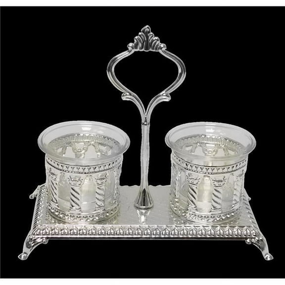 Royal Palace Design Silver Plated Double Salt & Pepper Holder