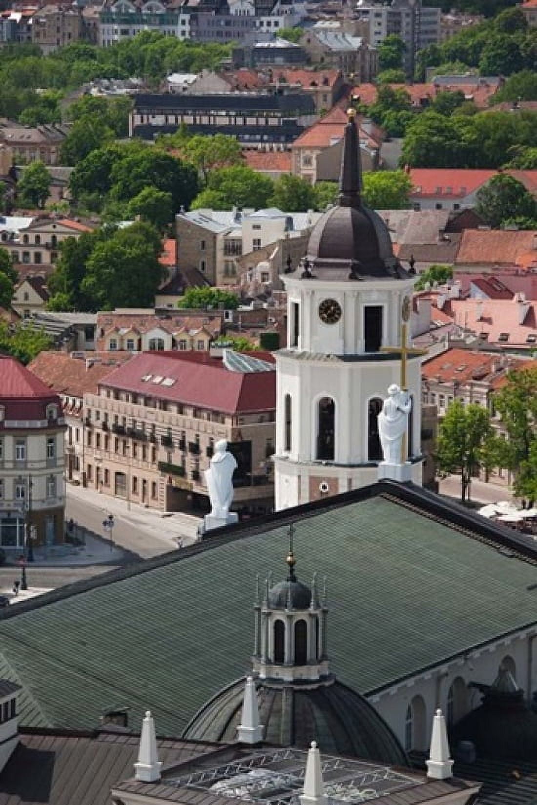 Royal Palace and Vilnius Cathedral Gediminas Hill elevated view of Old Town Vilnius Lithuania Canvas Art - Walter Bibikow DanitaDelimont (23 x 35)
