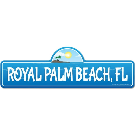 Royal Palm FL Florida Beach Street Sign | Indoor/Outdoor | Surfer Ocean Lover Décor For Beach House Garages Living Rooms Bedroom | Signmission Personalized Gift