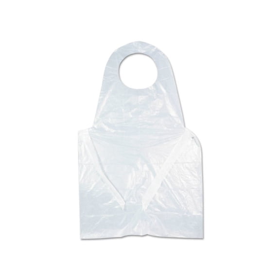 AmerCareRoyal Heavyweight Poly Aprons, 28 x 46, 1 mil, One Size Fits All, White, 500/Carton
