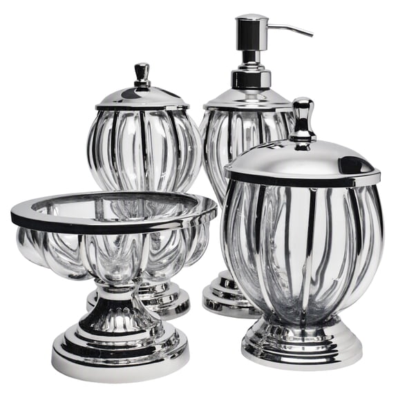 Royal Paris Collection 4-Piece Brass Wire Frame Bathroom Accessory Set Includes Soap Dispenser, Toothbrush Holder, Soap Dish & Canister Elegant & Durable
