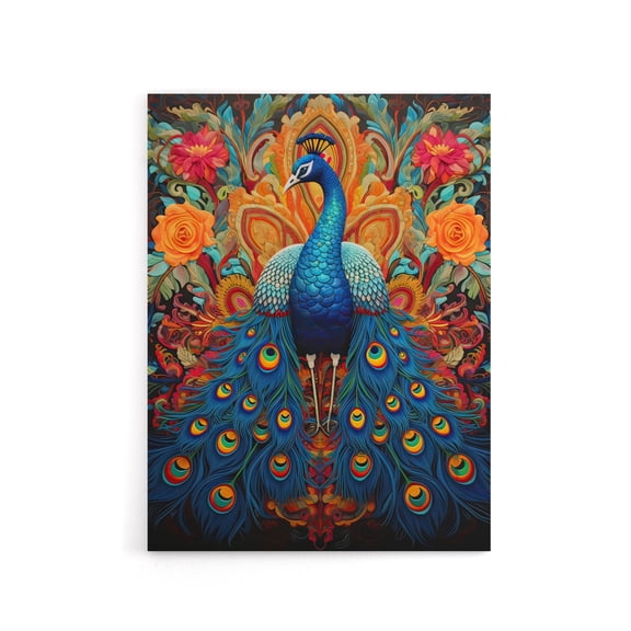 Royal Peacock Exotic Bird Canvas Wall Art Print 12X16"