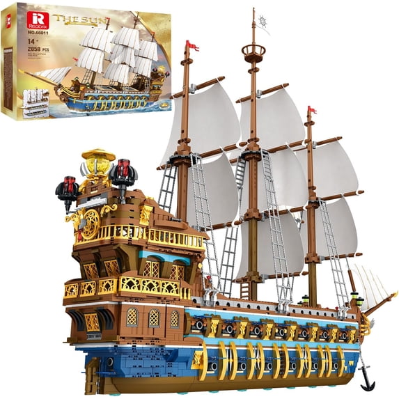 Royal Pirate Ship Building Set for Adults, 2830-Piece Large Model Ship, Collectible Luxury Display Pirate Ship Model 66011, Architecture Set