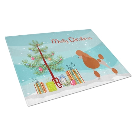 Royal Poodle Christmas Glass Cutting Board Large