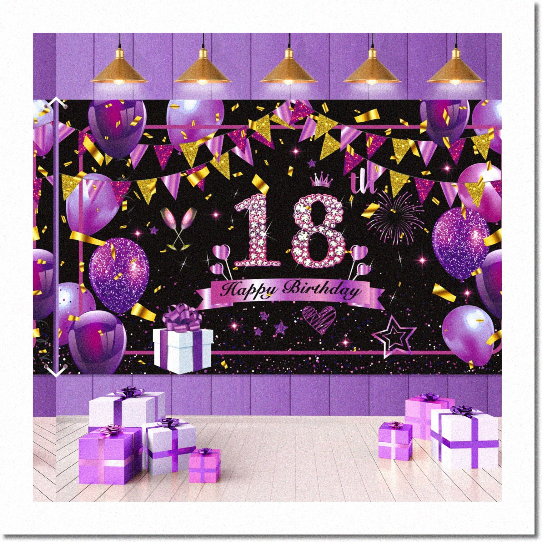 Royal Purple 18th Birthday Celebration Kit Happy Birthday Banner