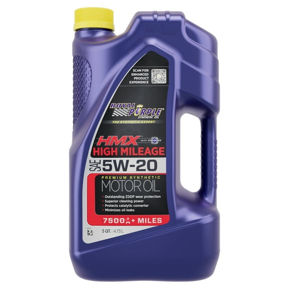 Royal Purple HMX 5W-20 High Mileage Vehicle Motor Oil, 5 Quarts