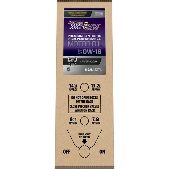 Royal Purple High Performance Ultra-Low Viscosity 0W-16 Motor Oil - 6 Gallon Bag-In-Box
