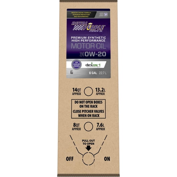 Royal Purple Premium Synthetic High Performance Multi-Grade 0W-20 Motor Oil - 6 Gallon Bag-In-Box