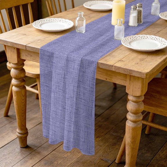 Royal Purple Solid 4.5ft Cheesecloth Table Runner for Wedding 19"x55", Minimalist Cloth Rustic Country Linen Texture Kitchen Dinner Sheer Tulle Chiffon Dresser Scarf, Holiday Party Decorations
