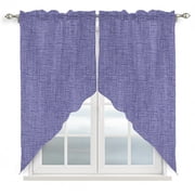 Royal Purple Solid Swag Curtain Valance for Window 2 Panels Minimalist Cloth Rustic Country Linen Texture Rod Pocket Small Window Swag Valances for Kitchen Bedroom Bathroom 28" W x 36" L