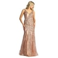 thumbnail image 1 of Royal Queen RQ7928 Juniors Womens Embellished Deep V-Neck Sheath Evening Gown, 1 of 1