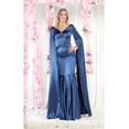 thumbnail image 1 of Women's May Queen Long Formal Dress Off The Shoulder High Slit Plus Size Gown MQ2157B Navy Blue 22, 1 of 1