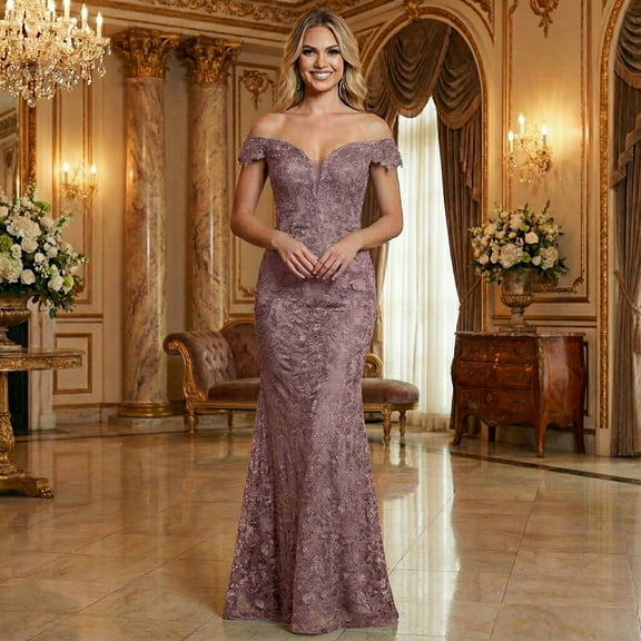 Royal Queen RQ7963 Juniors Womens Sweetheart Off Shoulder Mermaid Prom Dress