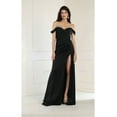 thumbnail image 1 of Royal Queen RQ7971 Juniors Womens Satin Off Shoulder Prom Gown, 1 of 1