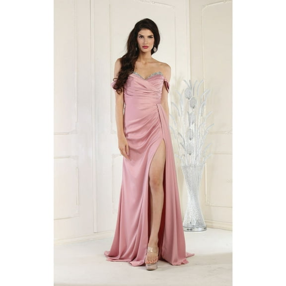 Women's May Queen MQ1549N Embroidered Plus Size Mother Of The Bride Dress Dusty Rose Pink Pink XL