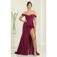 thumbnail image 1 of Royal Queen RQ7971 Juniors Womens Satin Off Shoulder Prom Gown, 1 of 5