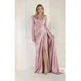 thumbnail image 1 of Royal Queen RQ7980 Juniors Womens Embellished One Shoulder Satin Formal Dress, 1 of 1