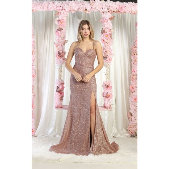 Royal Queen RQ7981 Juniors Womens Embellished Corset Back Prom Dress