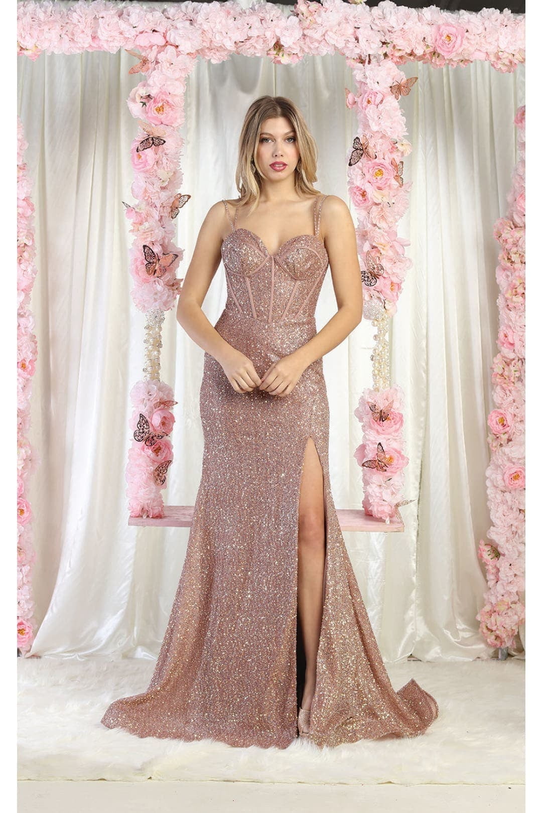 Royal Queen RQ7981 Juniors Womens Embellished Corset Back Prom Dress -  Walmart.com