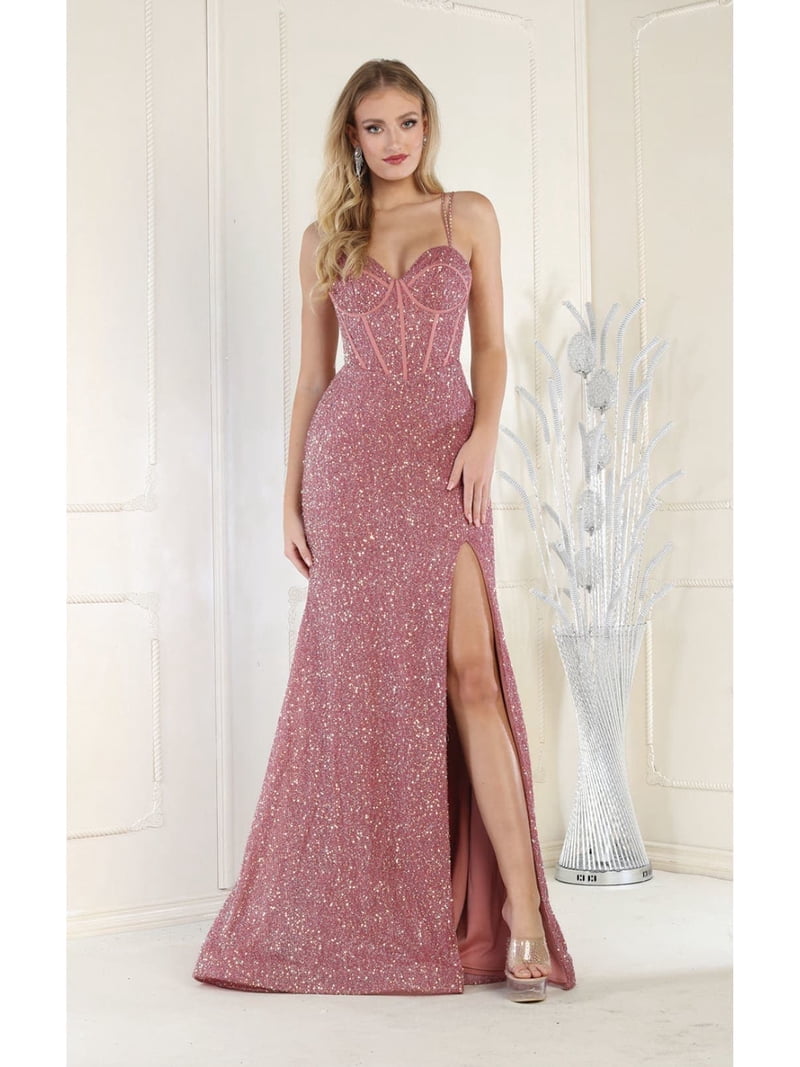 strapless open back dress Wedtrend Women Dusty Blue Long Prom Dress Corset A Line Spaghetti Straps  Wedding Guest Dress With Criss Cross Back – WEDTREND main image 1