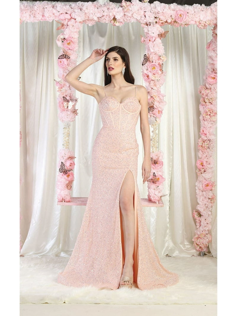 Royal Queen RQ7981 Juniors Womens Embellished Corset Back Prom Dress -  Walmart.com