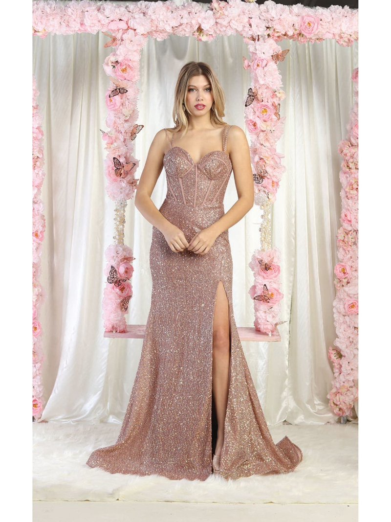 Royal Queen RQ7981 Juniors Womens Embellished Corset Back Prom Dress -  Walmart.com