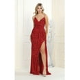 thumbnail image 1 of Royal Queen RQ7986 V-Neck Spaghetti Strap Sequin Dress Red 16, 1 of 1