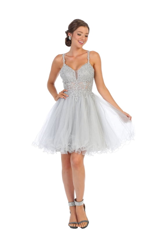 Royal Queen RQ8013 Juniors Womens Strapless Embellished Boned Corset Prom Dress