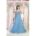 thumbnail image 1 of Royal Queen RQ8024 Juniors Womens A Line Plunging V Neck Glitter Formal Evening Gown, 1 of 8