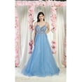 thumbnail image 1 of Royal Queen RQ8024 Juniors Womens A Line Plunging V Neck Glitter Formal Evening Gown, 1 of 1