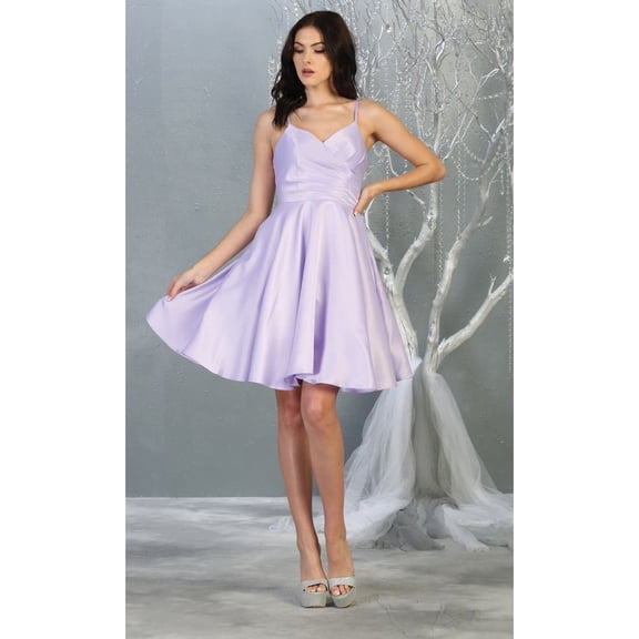 Women's May Queen MQ1654 A Line Spaghetti Strap Short Cocktail Dress Lilac Lavender 8