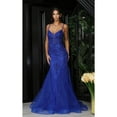 thumbnail image 1 of Royal Queen RQ8039 Juniors Womens Fitted Embellished Lace Red Carpet Long Gown, 1 of 1