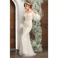 thumbnail image 1 of Royal Queen RQ8043 Juniors Womens V-Neck Fitted Beaded Sheath Gala Gown, 1 of 1