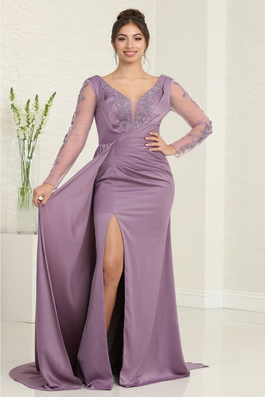 women's royal purple dress Royal Purple Evening Dress with the Detachable Train
