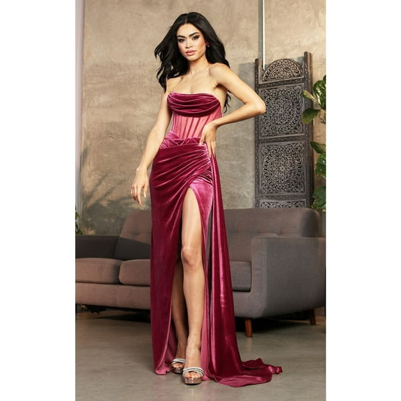 Royal Queen RQ8049 Juniors Womens Corset Cowl Neck Draped Style Evening Dress
