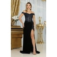 thumbnail image 1 of Royal Queen RQ8085 Juniors Womens Off-Shoulder Sheer Bodice Gala Long Gown, 1 of 1