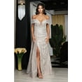 thumbnail image 1 of Royal Queen RQ8100 Juniors Womens Champ/ Silver V-Neck Sheer Bodice Pageant Gown, 1 of 1