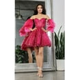 thumbnail image 1 of Women's May Queen MQ2041 Detachable Sleeves Sweetheart Glitter Cocktail Dress Fuchsia Pink 2, 1 of 8