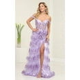 thumbnail image 1 of Royal Queen RQ8115 Juniors Womens Corset Ruffle Side Slit Evening Gown, 1 of 5