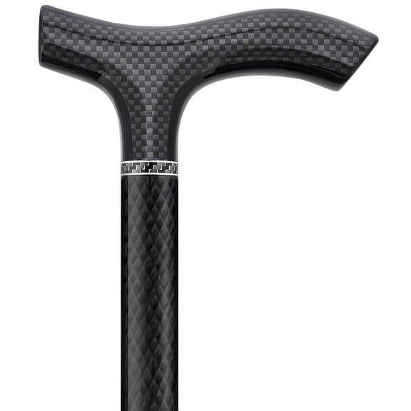 Royal RC Canes Black Carbon Fiber Folding Walking Cane - Lightweight, Triple Wound for Added Support, Adjustable Height, and Portable Design for On-The-Go Mobility