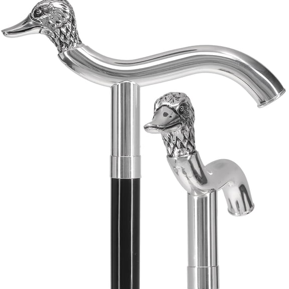 Royal RC Canes Italian Luxury 925 Sterling Silver Duck Head Fritz Cane Elegant Beechwood Walking Stick for Men & Women with Genuine Silver Fritz Handle, Durable 35-Inch Shaft, Includes Rubber Tip