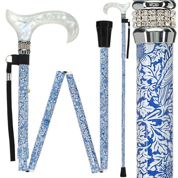 Royal RC Canes Songbird Harmony Rhinestone Pearlz: Designer Chic Folding Cane  Best Gift for Men and Women Lightweight Aluminum Shaft & Safe to Walk