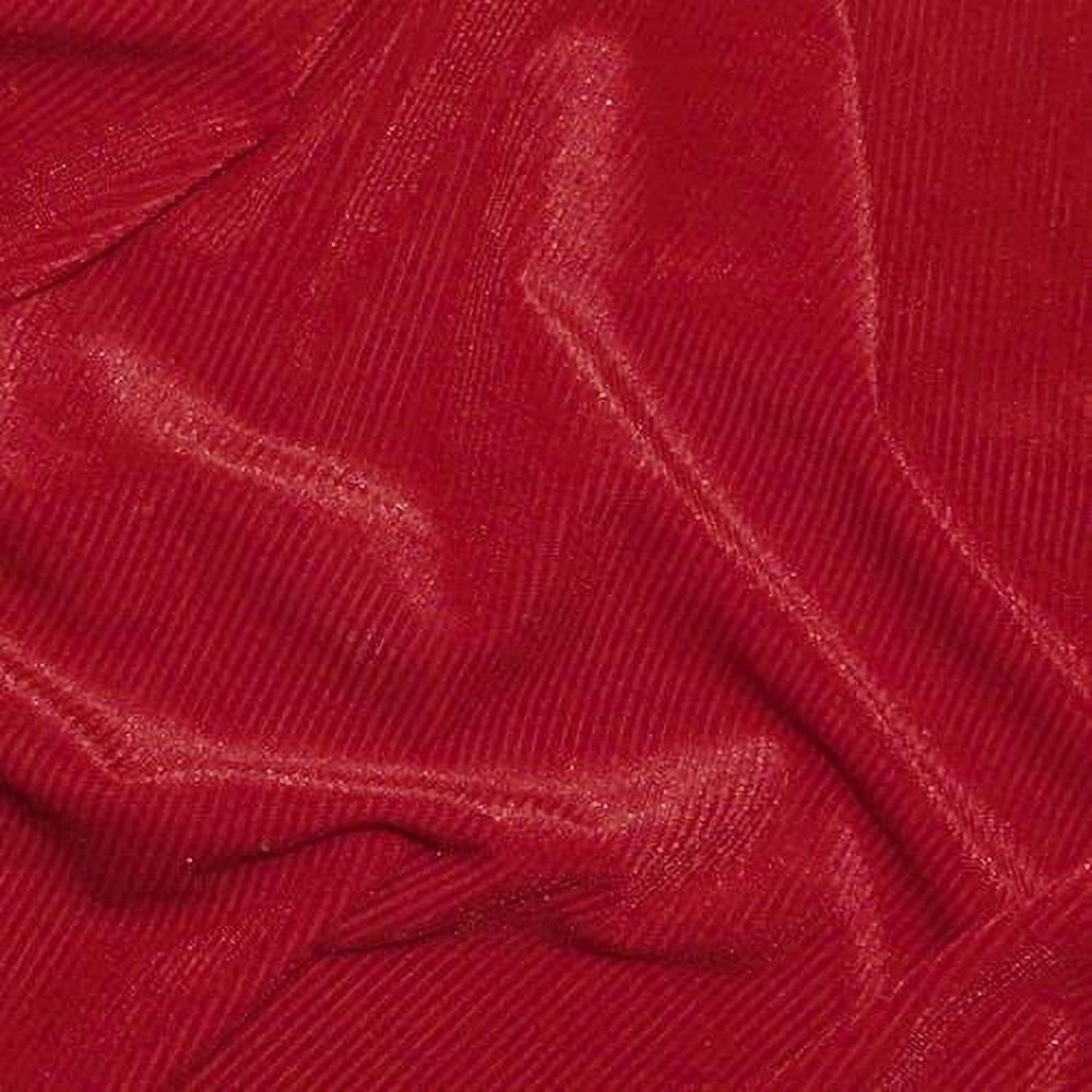 Royal Red Semi-Opaque Pile Stripe Velvet Knit, Fabric By the Yard 