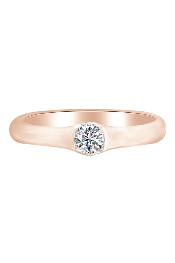 Royal Rose-Shape (Old-Shape) White Diamond Band Ring 14k Solid Rose Gold (0.27 Cttw, I2-I3, G-H)