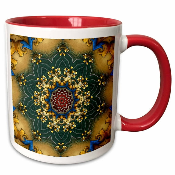 3drose, Royal Rosette Mandala, 11oz Two-tone Red Mug