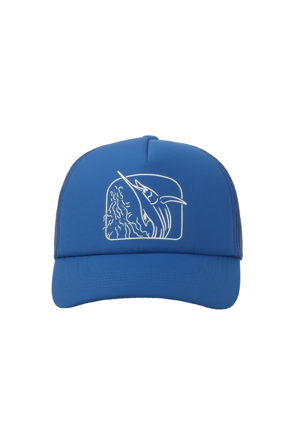 Royal/Royal Marlin Foam Front 5-Panel Fishing Cap  Structured Snapback, One Size