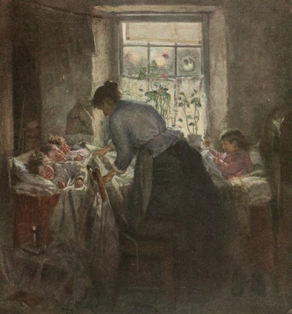 Royal Scottish Academy 1907 Bairnies cuddle doon Canvas Art - Robert Gemmell Hutchison (18 x 24)